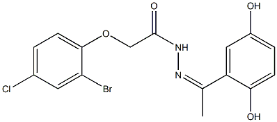 2-(2-bromo-4-chlorophenoxy)-N'-[1-(2,5-dihydroxyphenyl)ethylidene]acetohydrazide 结构式