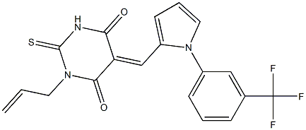 1-allyl-2-thioxo-5-({1-[3-(trifluoromethyl)phenyl]-1H-pyrrol-2-yl}methylene)dihydro-4,6(1H,5H)-pyrimidinedione 结构式