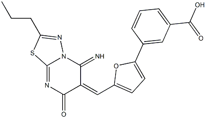 3-{5-[(5-imino-7-oxo-2-propyl-5H-[1,3,4]thiadiazolo[3,2-a]pyrimidin-6(7H)-ylidene)methyl]-2-furyl}benzoic acid 结构式