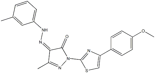 1-[4-(4-methoxyphenyl)-1,3-thiazol-2-yl]-3-methyl-1H-pyrazole-4,5-dione 4-[N-(3-methylphenyl)hydrazone] 结构式