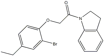 2-(2-bromo-4-ethylphenoxy)-1-(2,3-dihydro-1H-indol-1-yl)-1-ethanone 结构式