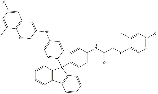 2-(4-chloro-2-methylphenoxy)-N-{4-[9-(4-{[2-(4-chloro-2-methylphenoxy)acetyl]amino}phenyl)-9H-fluoren-9-yl]phenyl}acetamide 结构式