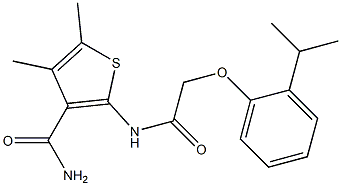 2-{[2-(2-isopropylphenoxy)acetyl]amino}-4,5-dimethyl-3-thiophenecarboxamide 结构式