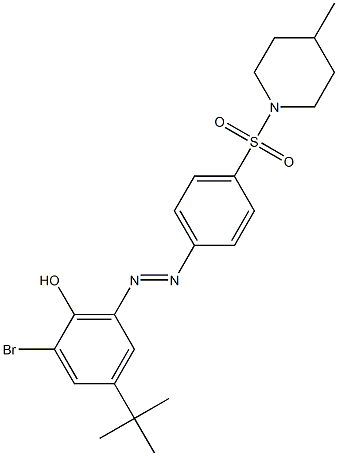 2-bromo-4-(tert-butyl)-6-((E)-2-{4-[(4-methyl-1-piperidinyl)sulfonyl]phenyl}diazenyl)phenol 结构式