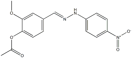 2-methoxy-4-{[(E)-2-(4-nitrophenyl)hydrazono]methyl}phenyl acetate 结构式