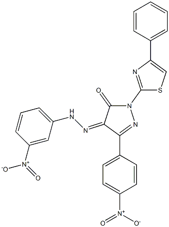 3-(4-nitrophenyl)-1-(4-phenyl-1,3-thiazol-2-yl)-1H-pyrazole-4,5-dione 4-[N-(3-nitrophenyl)hydrazone] 结构式