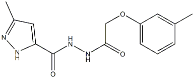 3-methyl-N'-[2-(3-methylphenoxy)acetyl]-1H-pyrazole-5-carbohydrazide 结构式