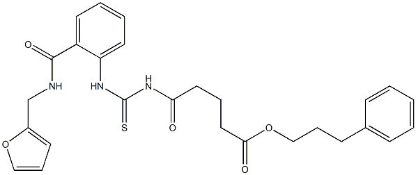 3-phenylpropyl 5-{[(2-{[(2-furylmethyl)amino]carbonyl}anilino)carbothioyl]amino}-5-oxopentanoate 结构式