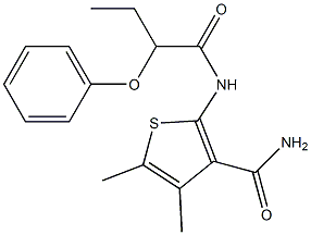 4,5-dimethyl-2-[(2-phenoxybutanoyl)amino]-3-thiophenecarboxamide 结构式