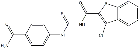 4-[({[(3-chloro-1-benzothiophen-2-yl)carbonyl]amino}carbothioyl)amino]benzamide 结构式