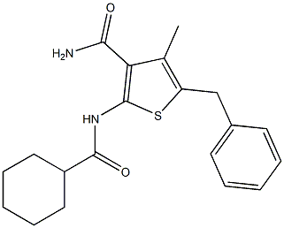 5-benzyl-2-[(cyclohexylcarbonyl)amino]-4-methyl-3-thiophenecarboxamide 结构式