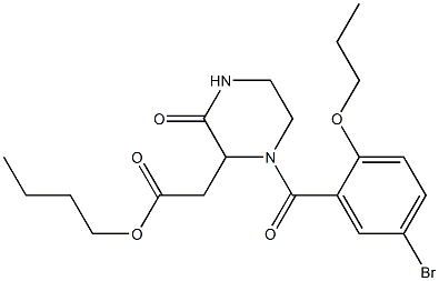 butyl 2-[1-(5-bromo-2-propoxybenzoyl)-3-oxo-2-piperazinyl]acetate 结构式