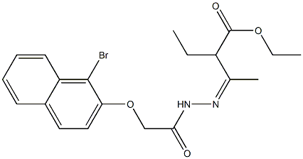 ethyl 3-((Z)-2-{2-[(1-bromo-2-naphthyl)oxy]acetyl}hydrazono)-2-ethylbutanoate 结构式