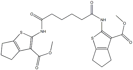 methyl 2-[(6-{[3-(methoxycarbonyl)-5,6-dihydro-4H-cyclopenta[b]thiophen-2-yl]amino}-6-oxohexanoyl)amino]-5,6-dihydro-4H-cyclopenta[b]thiophene-3-carboxylate 结构式