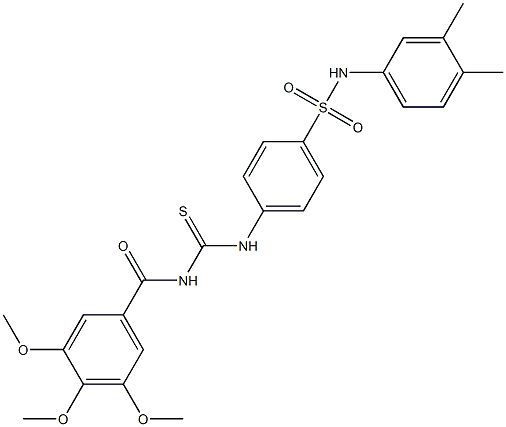 N-(3,4-dimethylphenyl)-4-({[(3,4,5-trimethoxybenzoyl)amino]carbothioyl}amino)benzenesulfonamide 结构式