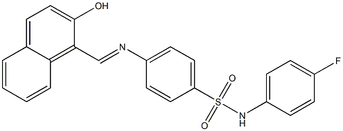 N-(4-fluorophenyl)-4-{[(E)-(2-hydroxy-1-naphthyl)methylidene]amino}benzenesulfonamide 结构式