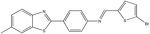 N-[(E)-(5-bromo-2-thienyl)methylidene]-N-[4-(6-methyl-1,3-benzothiazol-2-yl)phenyl]amine 结构式