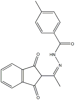 N'-[(Z)-1-(1,3-dioxo-2,3-dihydro-1H-inden-2-yl)ethylidene]-4-methylbenzohydrazide 结构式