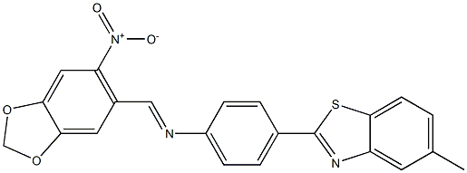 4-(5-methyl-1,3-benzothiazol-2-yl)-N-[(E)-(6-nitro-1,3-benzodioxol-5-yl)methylidene]aniline 结构式