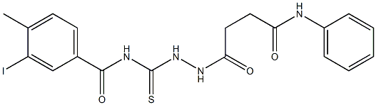 N-{[2-(4-anilino-4-oxobutanoyl)hydrazino]carbothioyl}-3-iodo-4-methylbenzamide 结构式