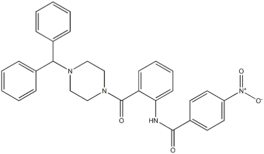 N-{2-[(4-benzhydryl-1-piperazinyl)carbonyl]phenyl}-4-nitrobenzamide 结构式