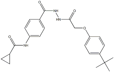 N-{4-[(2-{2-[4-(tert-butyl)phenoxy]acetyl}hydrazino)carbonyl]phenyl}cyclopropanecarboxamide 结构式