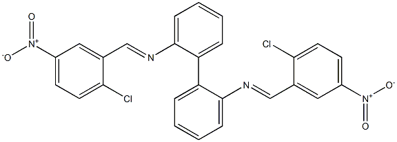 N-[(E)-(2-chloro-5-nitrophenyl)methylidene]-N-(2'-{[(E)-(2-chloro-5-nitrophenyl)methylidene]amino}[1,1'-biphenyl]-2-yl)amine 结构式