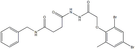 N-benzyl-4-{2-[2-(2,4-dibromo-6-methylphenoxy)acetyl]hydrazino}-4-oxobutanamide 结构式