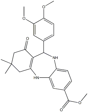 methyl 11-(3,4-dimethoxyphenyl)-3,3-dimethyl-1-oxo-2,3,4,5,10,11-hexahydro-1H-dibenzo[b,e][1,4]diazepine-7-carboxylate 结构式