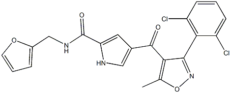 4-{[3-(2,6-dichlorophenyl)-5-methyl-4-isoxazolyl]carbonyl}-N-(2-furylmethyl)-1H-pyrrole-2-carboxamide 结构式