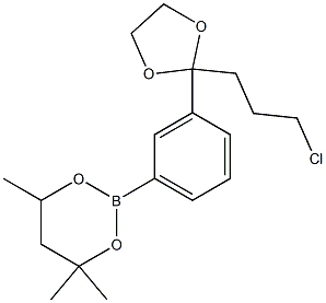 2-{3-[2-(3-Chloropropyl)-1,3-dioxolan-2-yl]phenyl}-4,4,6-trimethyl-1,3,2-dioxaborinane 结构式