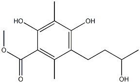 2,4-Dihydroxy-5-(3-hydroxybutyl)-3,6-dimethylbenzoic acid methyl ester 结构式