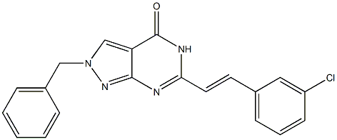 6-(m-Chlorostyryl)-2-benzyl-2H-pyrazolo[3,4-d]pyrimidin-4(5H)-one 结构式