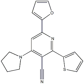 2-(2-Thienyl)-4-(pyrrolidin-1-yl)-6-(2-furanyl)pyridine-3-carbonitrile 结构式