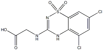 3-[(Carboxymethyl)amino]-5,7-dichloro-4H-1,2,4-benzothiadiazine 1,1-dioxide 结构式