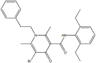 N-(2,6-Diethylphenyl)-1,4-dihydro-2,6-dimethyl-5-bromo-4-oxo-1-phenethyl-3-pyridinecarboxamide 结构式