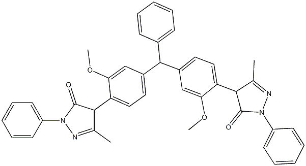 4,4'-[(Phenylmethylene)bis(2-methoxy-4,1-phenylene)]bis(2,4-dihydro-5-methyl-2-phenyl-3H-pyrazol-3-one) 结构式