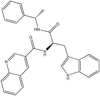 (2R)-3-(1H-Indol-3-yl)-2-(3-quinolinylcarbonylamino)-N-[(S)-1-phenylethyl]propanamide 结构式