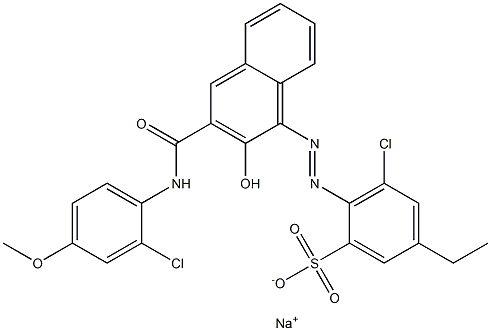 3-Chloro-5-ethyl-2-[[3-[[(2-chloro-4-methoxyphenyl)amino]carbonyl]-2-hydroxy-1-naphtyl]azo]benzenesulfonic acid sodium salt 结构式