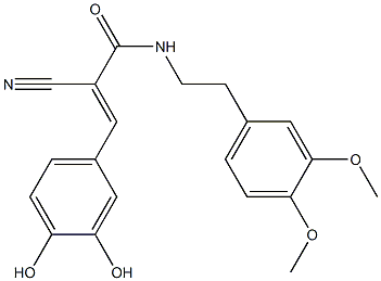 2-Cyano-3-(3,4-dihydroxyphenyl)-N-[2-(3,4-dimethoxyphenyl)ethyl]acrylamide 结构式