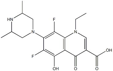 1-Ethyl-6,8-difluoro-5-hydroxy-1,4-dihydro-4-oxo-7-(3,5-dimethyl-1-piperazinyl)quinoline-3-carboxylic acid 结构式