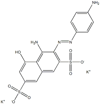 4-Amino-3-(p-aminophenylazo)-5-hydroxy-2,7-naphthalenedisulfonic acid dipotassium salt 结构式