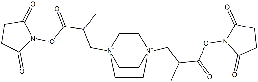 1,4-Bis[2-(2,5-dioxopyrrolidin-1-yloxycarbonyl)propyl]-1,4-diazoniabicyclo[2.2.2]octane 结构式
