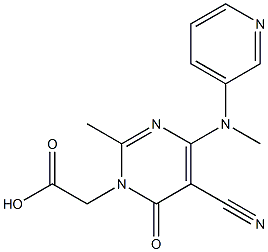 2-Methyl-4-(3-pyridinylmethylamino)-5-cyano-6-oxopyrimidine-1(6H)-acetic acid 结构式