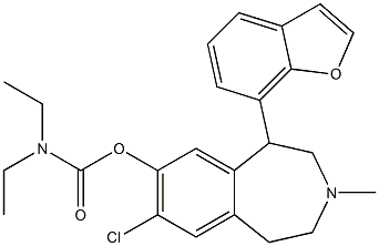 Diethylcarbamic acid [(7-chloro-3-methyl-1-(benzofuran-7-yl)-2,3,4,5-tetrahydro-1H-3-benzazepin)-8-yl] ester 结构式