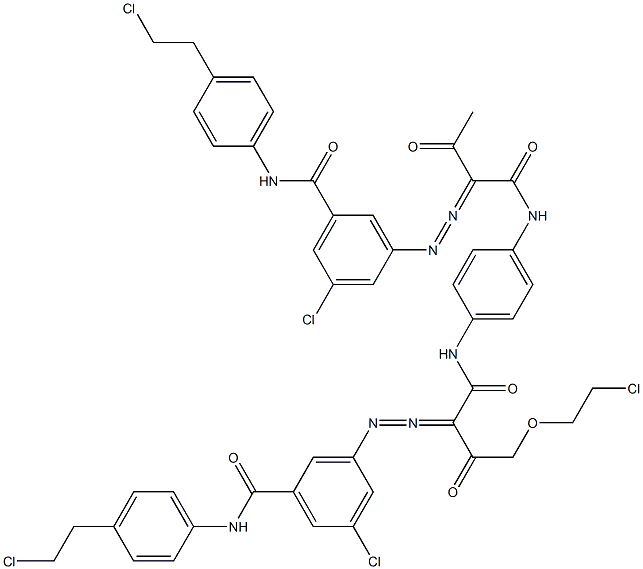 3,3'-[2-[(2-Chloroethyl)oxy]-1,4-phenylenebis[iminocarbonyl(acetylmethylene)azo]]bis[N-[4-(2-chloroethyl)phenyl]-5-chlorobenzamide] 结构式