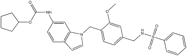 N-[1-[4-(Phenylsulfonylaminomethyl)-2-methoxybenzyl]-1H-indol-6-yl]carbamic acid cyclopentyl ester 结构式