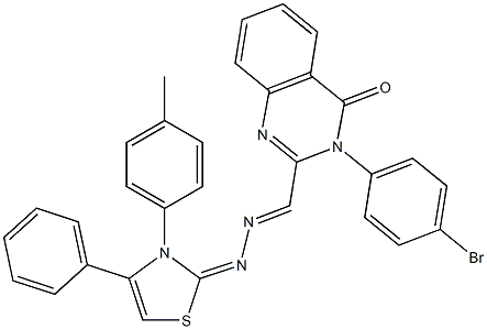 3-(4-Bromophenyl)-2-[2-[(2,3-dihydro-3-(p-methylphenyl)-4-phenylthiazole)-2-ylidene]hydrazonomethyl]quinazoline-4(3H)-one 结构式