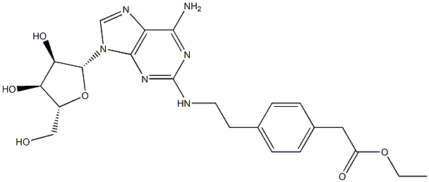 2-[2-[4-(Ethoxycarbonylmethyl)phenyl]ethylamino]adenosine 结构式