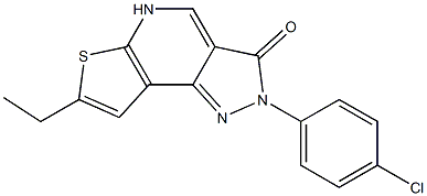 2-(4-Chlorophenyl)-7-ethyl-5H-pyrazolo[3,4-d]thieno[2,3-b]pyridin-3(2H)-one 结构式